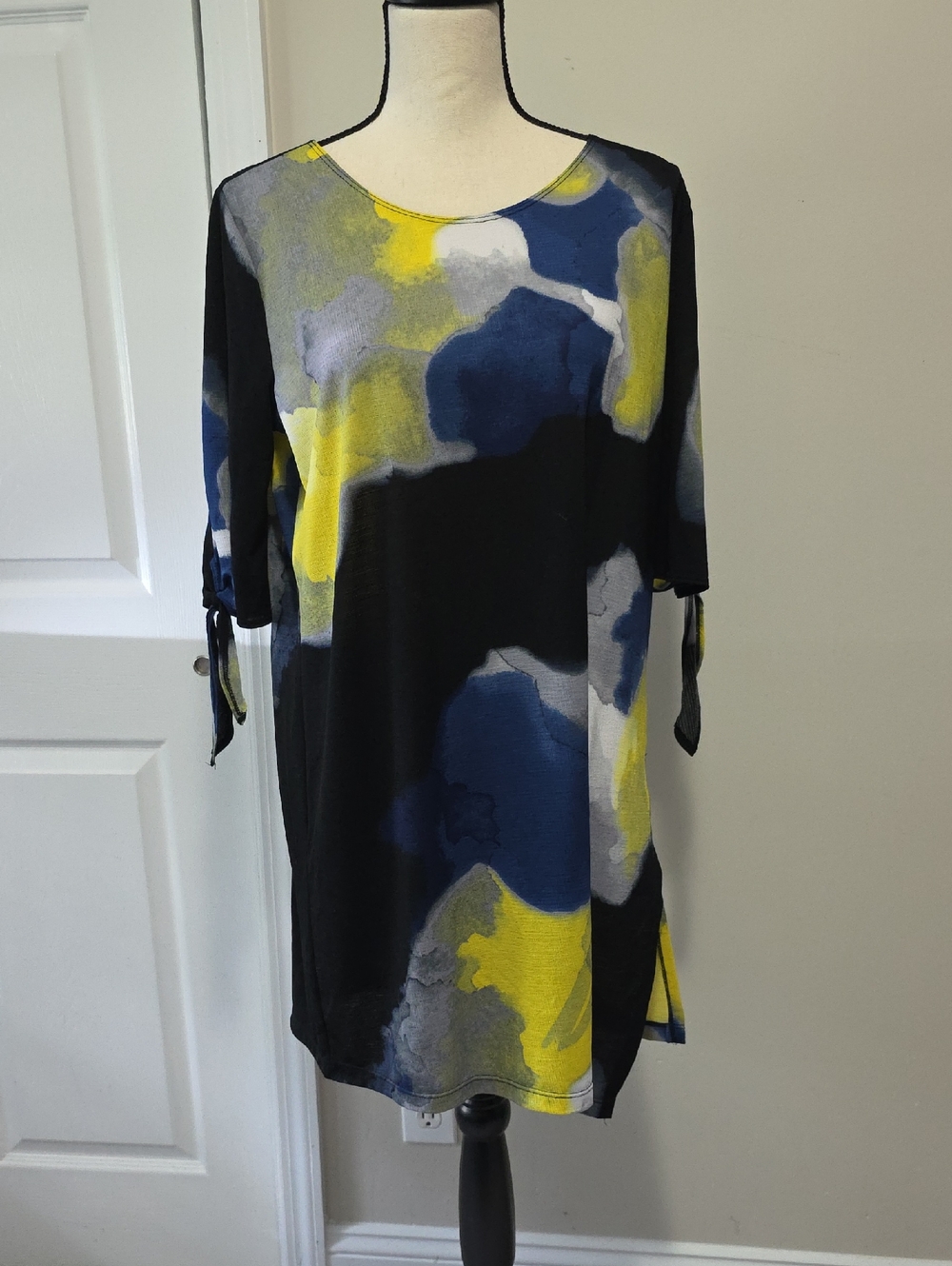 Clara Sun Woo Watercolor Abstract Print Side Split Tunic Top Small